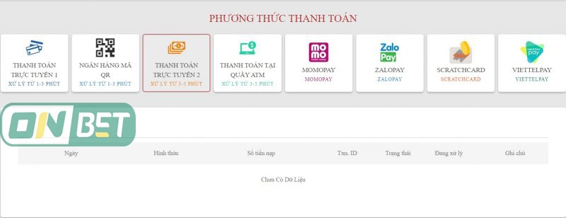 Hướng dẫn rút tiền ONBET chớp nhoáng không bị tính phí